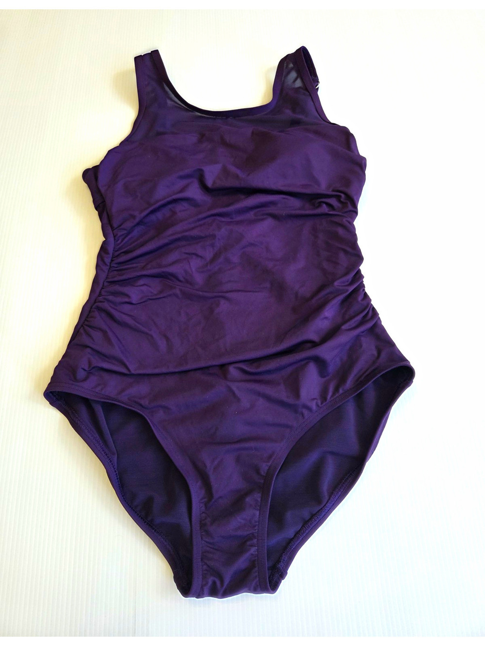 Lands' End Women's Purple Solid One-Piece Swimsuit Size 10 Adjustable Straps